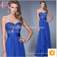 Long Blue Chiffon Alta Qualidade Senhoras Liquidação Vendas Bordadas Off-Shoulder Evening Dress